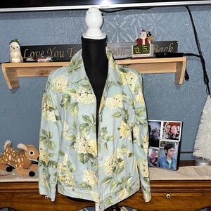 Appleseed's Floral Jacket - Light Blue and Yellow